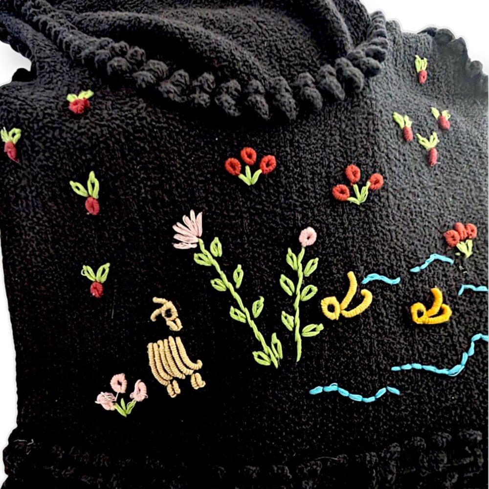 Betsey Johnson rare vintage 90's knit embroidered pointielle midi dress M - Picture 5 of 11